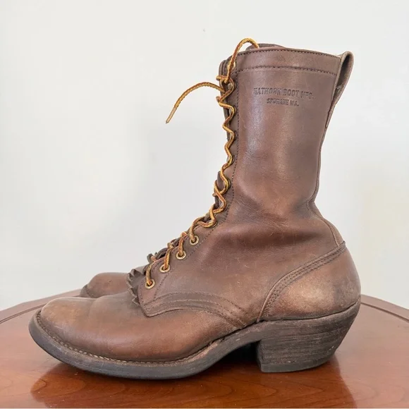 White’s Handmade Men’s Hathorn Packer Leather Lace-Up Kiltie Cowboy Boots | 9.5 - Picture 3 of 8